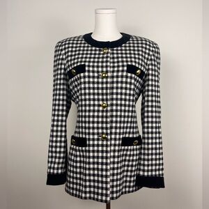 Vintage 90s Escada Houndstooth Wool Blazer